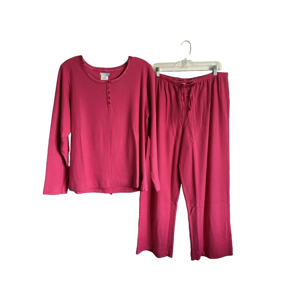 Moon Dance Women's Berry Pink Thermal Pajama Set Petite Sz PXL NEW Cotton Blend